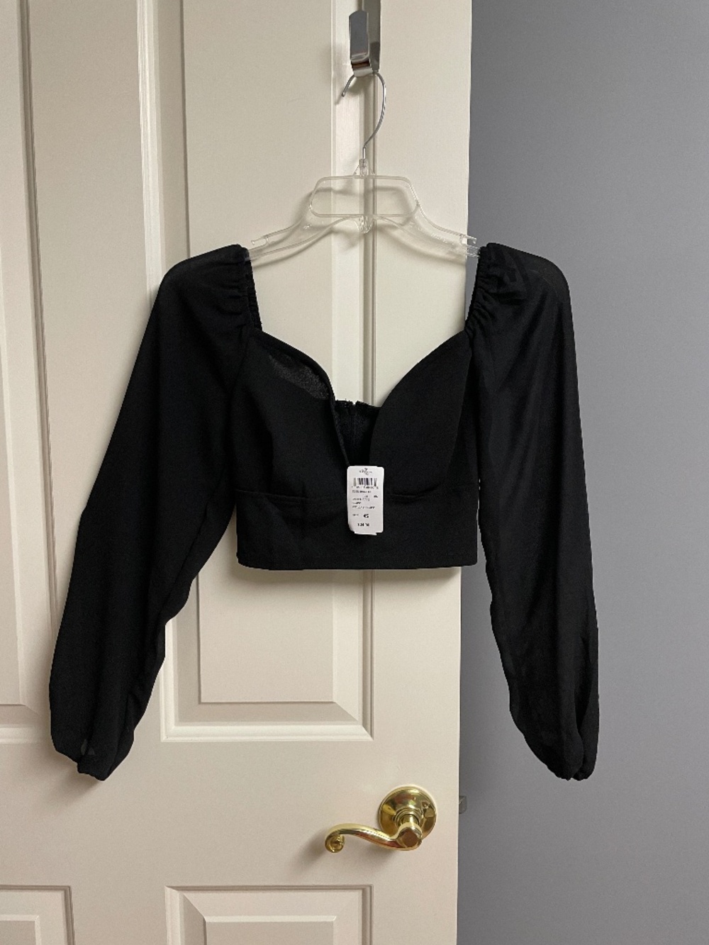 Windsor Chiffon Long Sleeve Crop Top, Women, XS, NWT